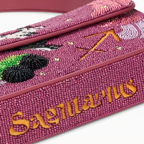 STAUD Magenta Beaded Rabbit Shoulder Bag - Picture 2 of 5